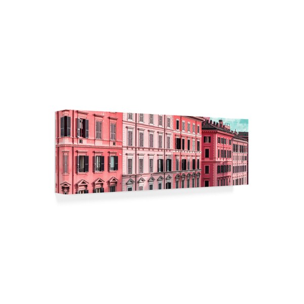 Philippe Hugonnard 'Dolce Vita Rome 2 Hot Pink Building Facades' Canvas Art,6x19